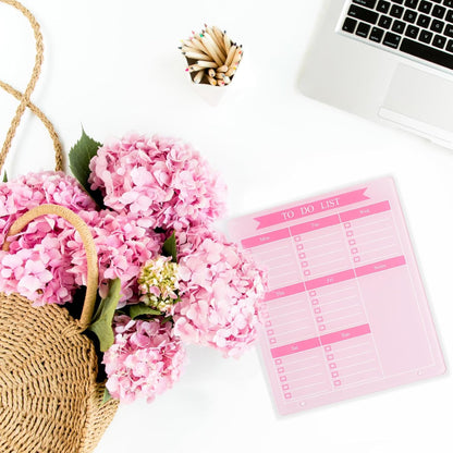 Weekly Planner Dry Erase Board for Desk,10''x12'',Acrylic Desk Calendar to Do List Planner Board with Stand,Pink Dry Erase White Board for Home Office School-ZL-P-2530