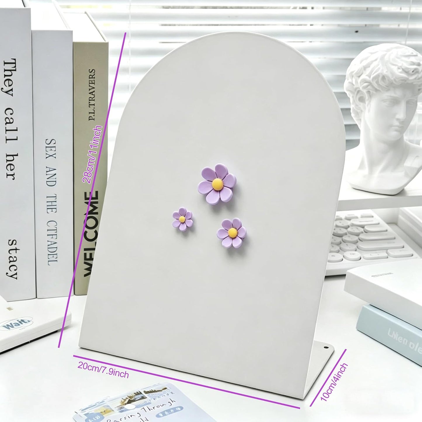 2 Pack Magnetic Bulletin Board with Stand, Magnetic Board, Magnet Board, Metal Tabletops Memo Photos/Souvenir Display Board Magnet Desk Display Stand for Home School Office Kitchen Decoration