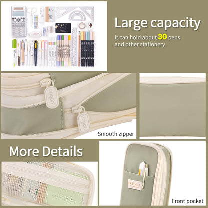 EASTHILL Big Capacity Pencil Case Large Pencil Pouch Stationery Pen Bag for Teen Girls-Green