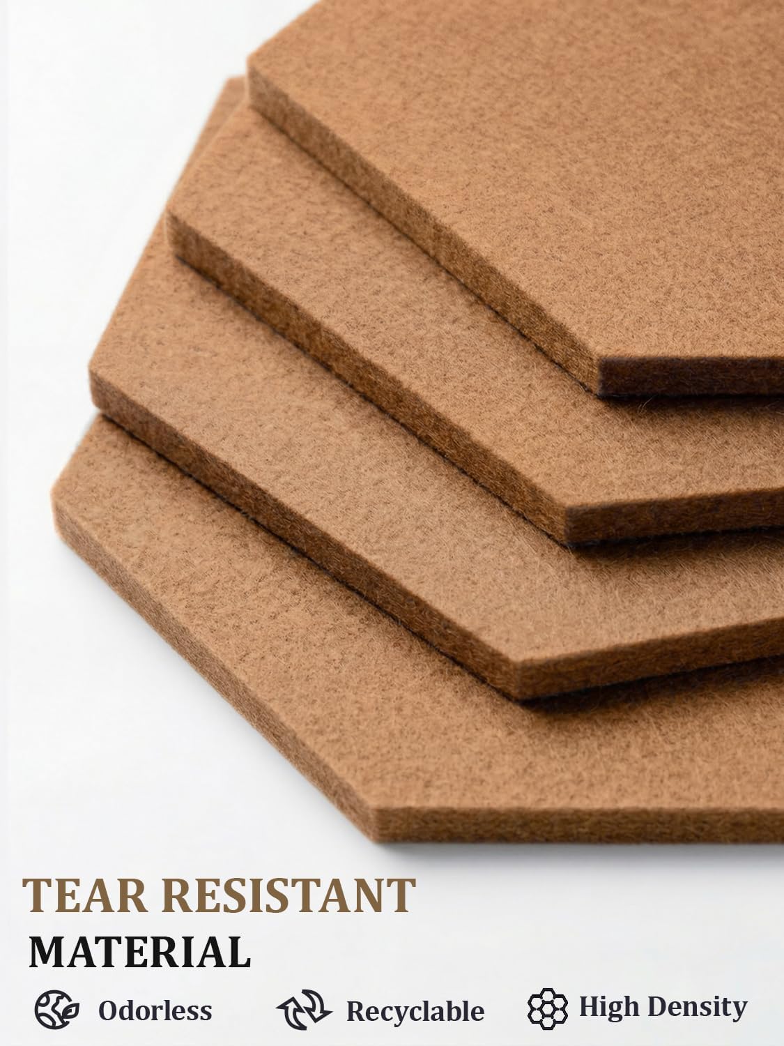 8 Pack Hexagon Felt Bulletin Board Tiles - 12" Large Thick Pin Board for Walls with 30 Push Pins, DIY Boards for Office Home School Decor, Aesthetic Hex Cork Board Alternative