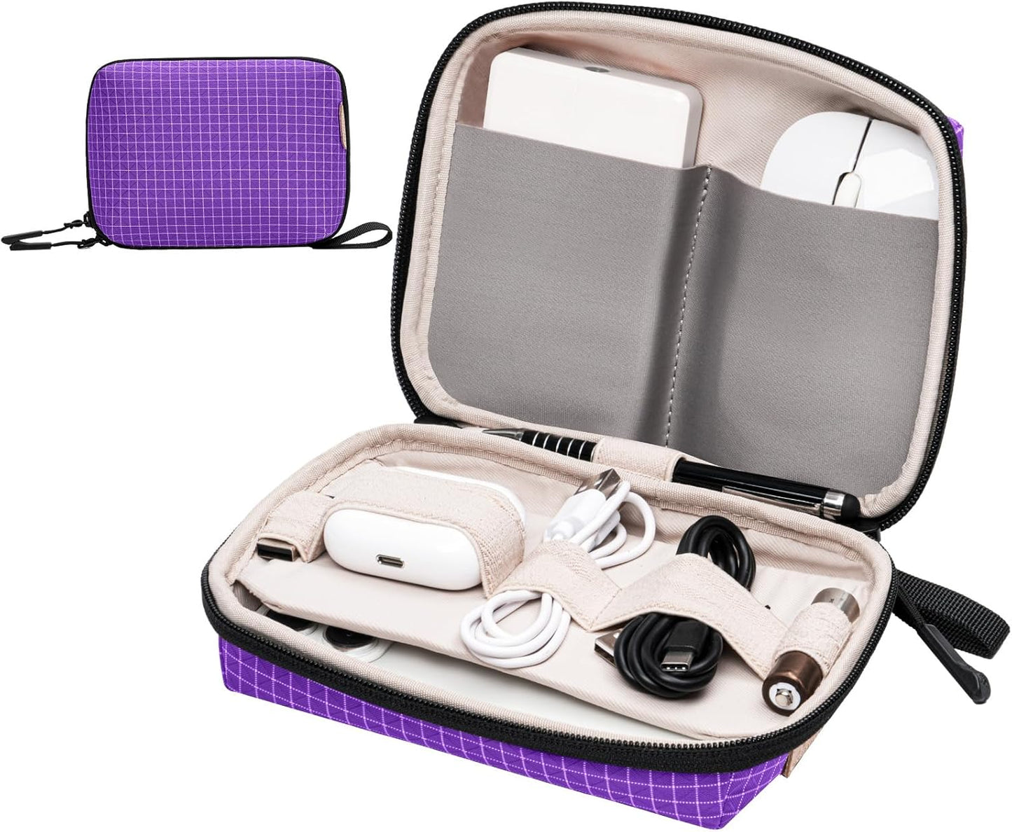 SIMTOP Small Electronics Organizer Travel Case, Portable Tech Case Pouch for Cable, Charger, Phone & Earbuds – Water-Resistant Cord Storage for Commute, Office & Business Trip – Compact Design