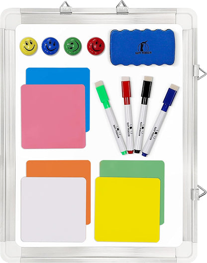 Whiteboard Set - Dry Erase Board 24 x 24 in with 1 Magnetic Eraser, 4 Dry Wipe Markers, 4 Magnets and 6 Magnetic Labels - Wall Hanging Reminder Kanban White Board for Home and Office (24x24 inch)