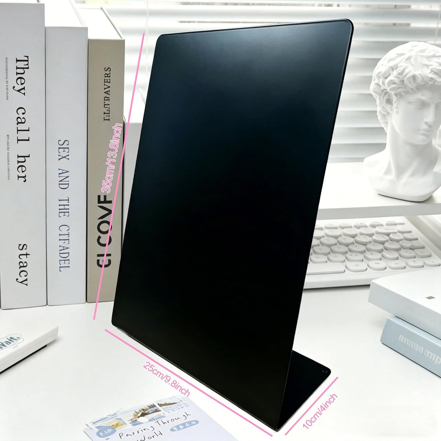2 Pack Magnetic Bulletin Board with Stand, Magnetic Board, Magnet Board, Metal Tabletops Memo Photos/Souvenir Display Board Magnet Desk Display Stand for Home School Office Kitchen Decoration