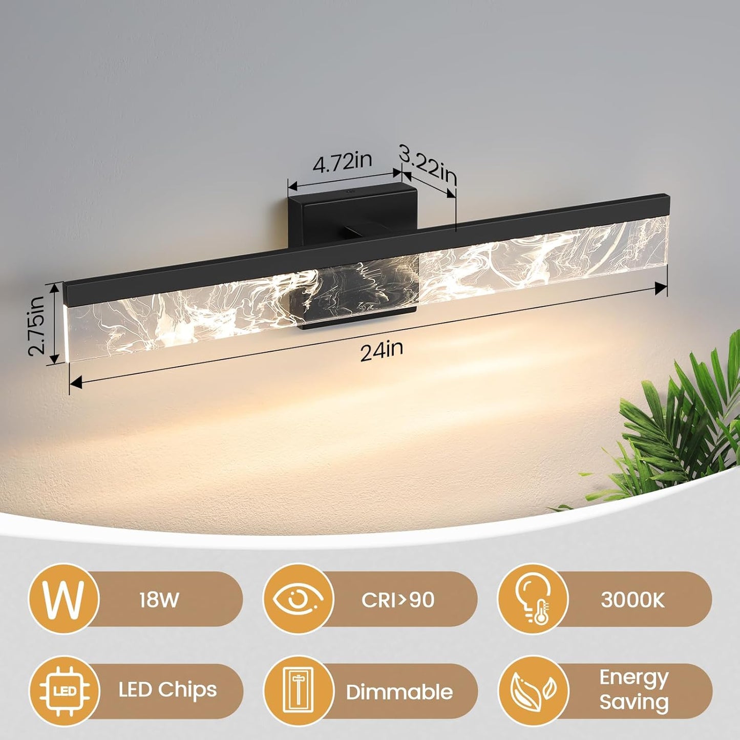 AIJIASI 39-Inch Brushed Gold Vanity Light Fixture, 28W Dimmable LED Modern Light Bar for Bathroom Mirror, Restroom, Bedroom (3000K)