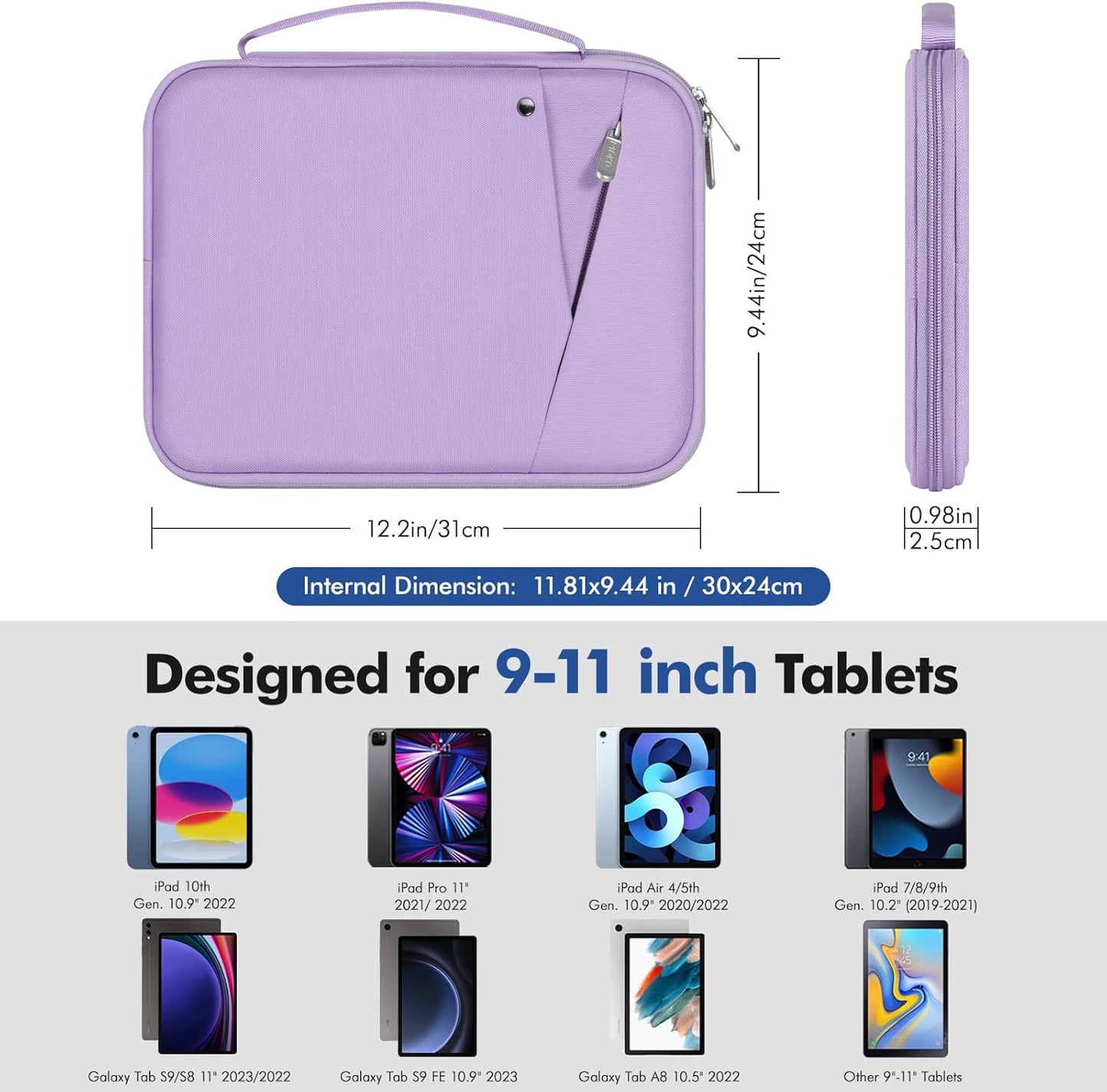 MoKo 9-11 Inch Tablet Sleeve Carrying Case with Handle, Padded Protective Travel Bag for New 11-inch iPad Air 4 2026/Pro M5/ A16, iPad 10th/Air 5/4th 10.9, i-Pad 9/8th 10.2,Tab S9/S8 11, Black