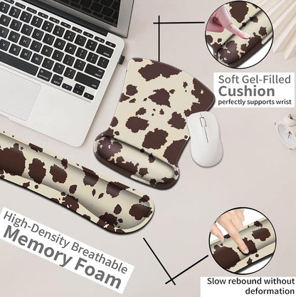 Mouse Pad with Wrist Support, Ergonomic Gel Mouse Pad Beautiful Flowers,Non-Slip Durable, Memory Foam Keyboard Wrist Rest, Suitable for Office Typing Games, Pink Hyacinths on Wood Panel