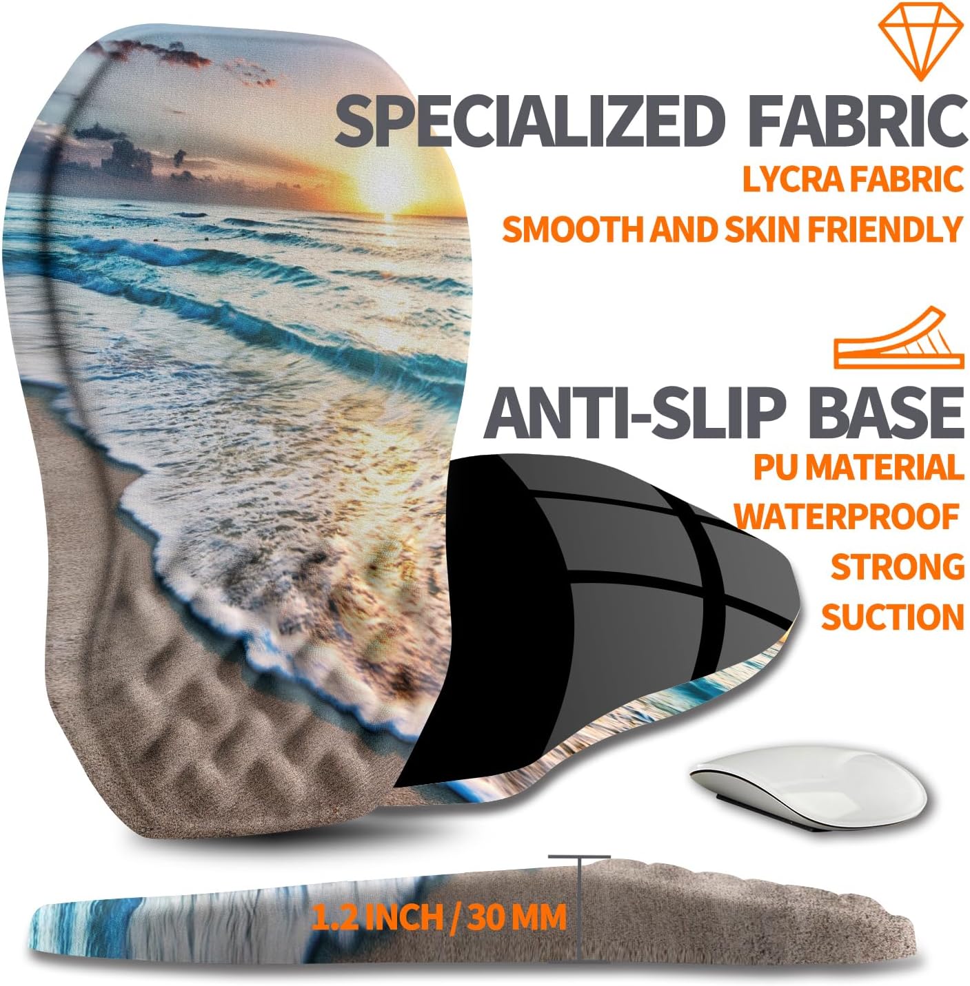 Ergonomic Slope Mouse Pad Wrist Support, Wrist Rest Mousepad for Carpal Tunnel Pain Relief with Massage Bulge and Slow Rebound Memory Foam (12x8 inch, Black)