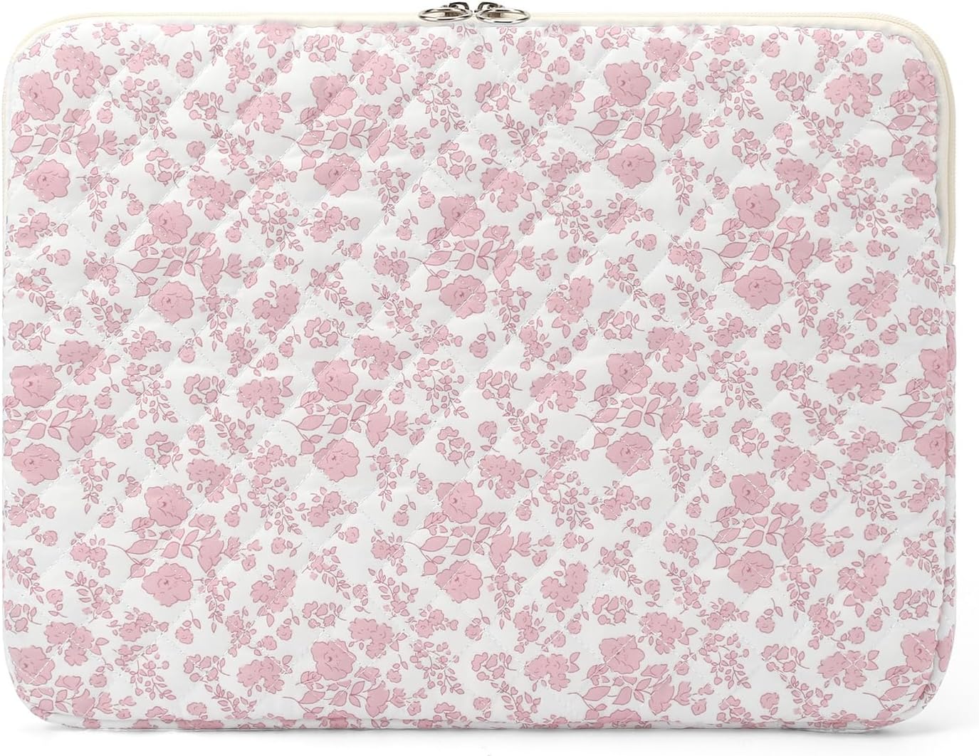 Puffy Laptop Sleeve 13 Inch Cute Quilted Laptop Protective Case Padded Floral Computer Sleeve for MacBook (A-Blue, 13 Inch)