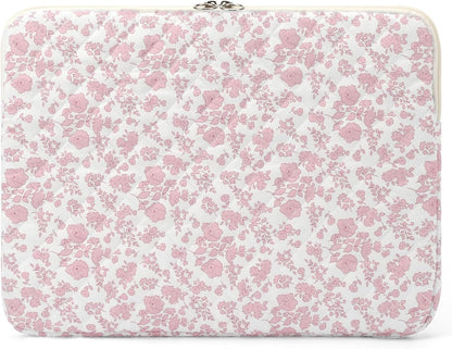 Puffy Laptop Sleeve 13 Inch Cute Quilted Laptop Protective Case Padded Floral Computer Sleeve for MacBook (A-Blue, 13 Inch)