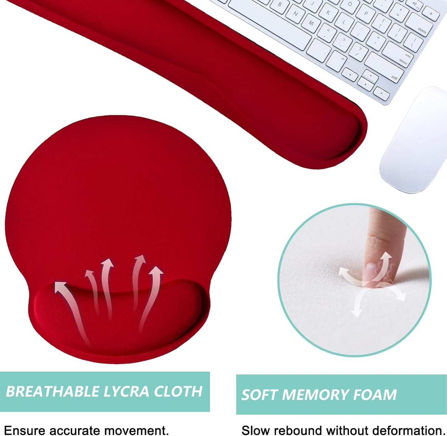 Keyboard Wrist Rest Pad Mouse Pad with Wrist Support Set of 3, Mousepad with Non-Slip Rubber Base, Ergonomic Memory Foam Mouse Wrist Cushion Support for Home Office Laptop Computer Gaming, Forest