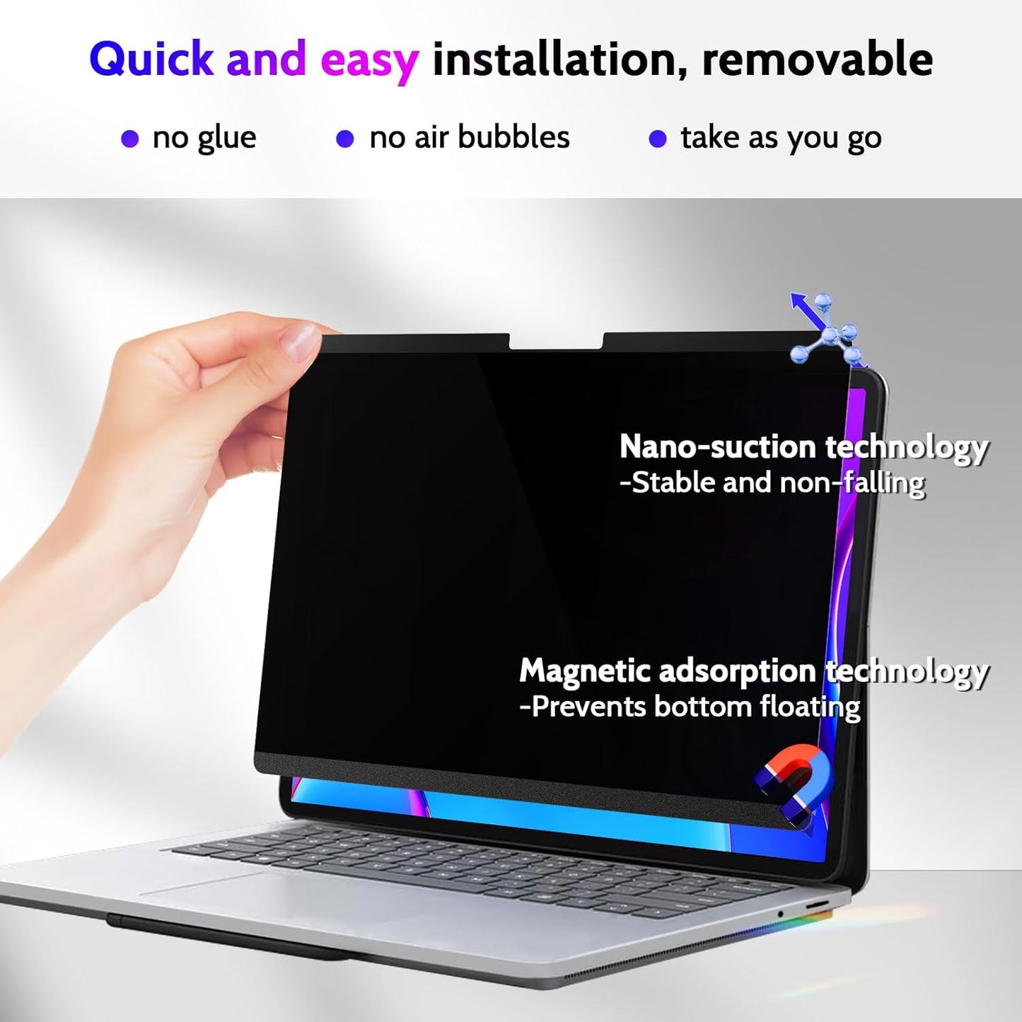 Peslv Magnetic Privacy Screen for Surface Laptop 6/5/4/3/2/1 13.5 Inch, Removable Anti Blue Light Glare Filter, Black Security Private Apy Block Protector
