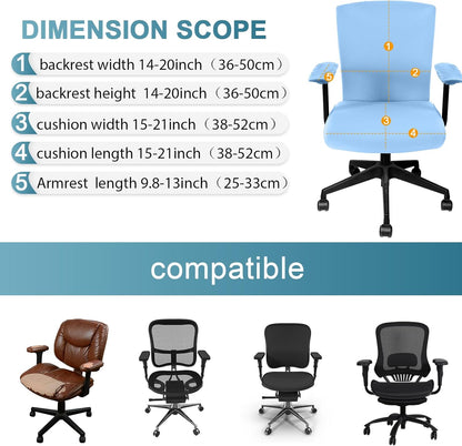 Tallew 4 Pcs Office Chair Covers Set Computer Universal Protective Stretchable Chair Seat Covers Desk Armrest Cover Pads Office Cushion Backrest for Rotating(Regular,Black)
