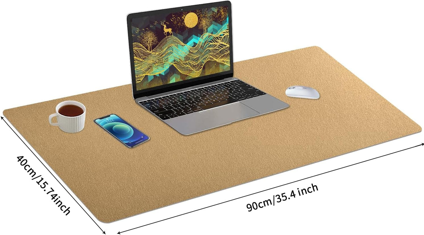 Bloss Leather Desk Pad and Keyboard Wrist Rest, Large Mouse Pad + Keyboard Pad+Mouse Wrist Support, Non-Slip Desk Mat Protector for Office, Home(31.5×15.7 Inches,Beige) - Colors B