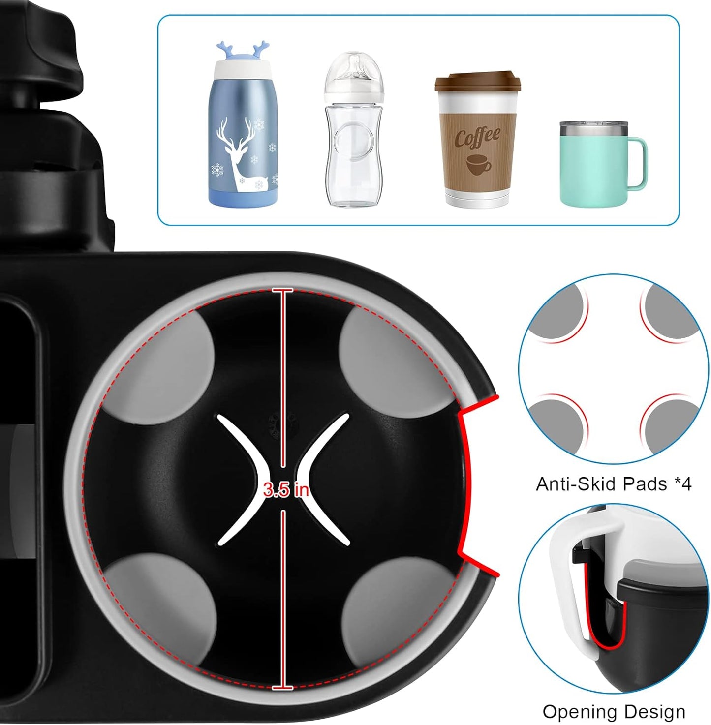 Accmor Stroller Cup Holder, Universal Cup Holder for Uppababy Nuna Doona Strollers, Bottle Drinks Holder for Wheelchair, Walker, Bike, Scooter