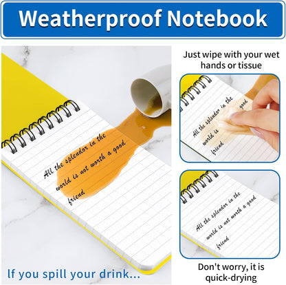 COIDEA 3 Pack Waterproof Notebook, 3 x 5 Pocket Notepad, All Weather Small Pocket Notebook Paper, Mini Spiral Notepad Police Notepad 100 Lined Pages for Outdoor Office