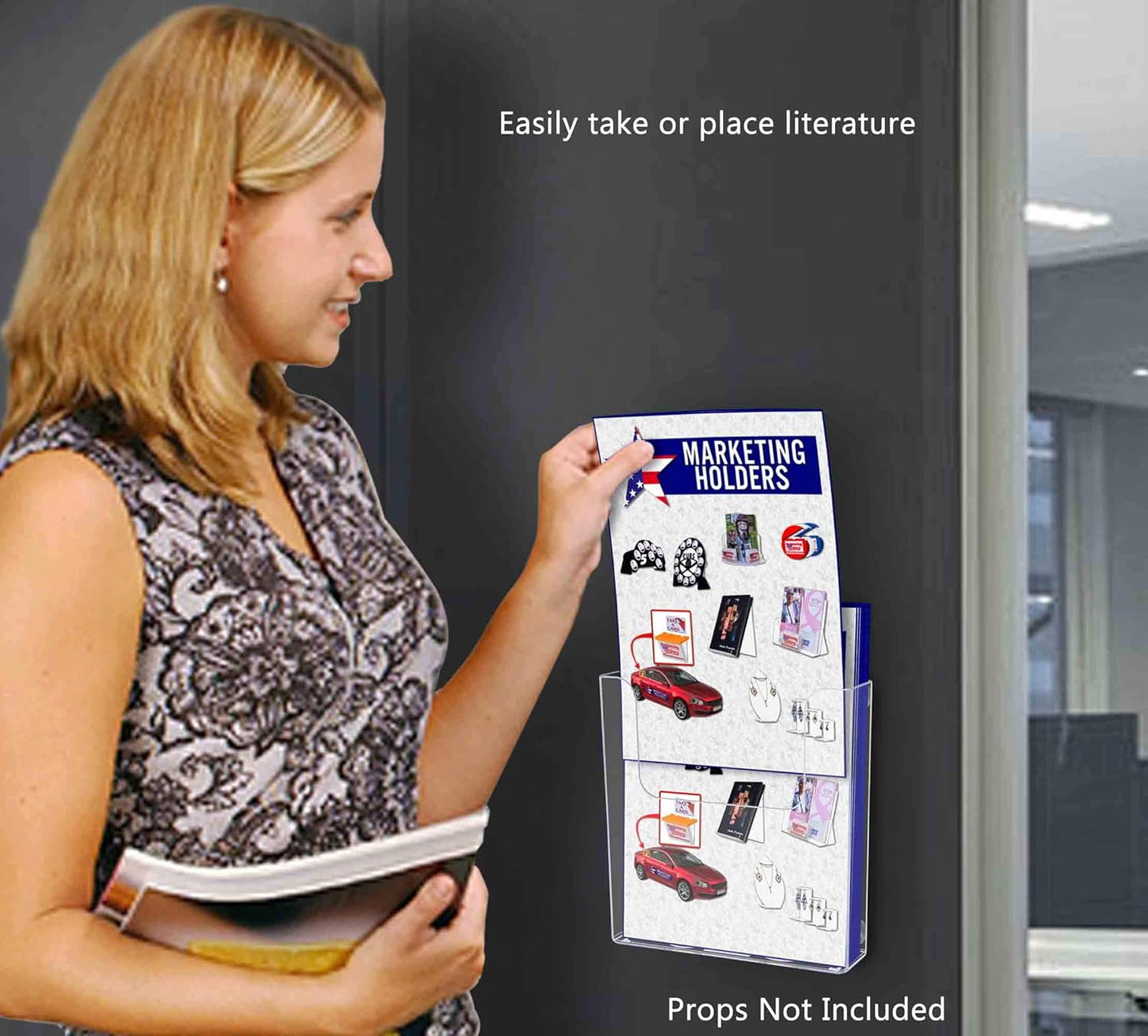 Marketing Holders 6 Pack Suction Cup Brochure Holder Holds 6 Inch Wide Literature Window or Glass Wall Mount Display Indoor Graphic Images Amenity Flyers or Reference Sheet Racks