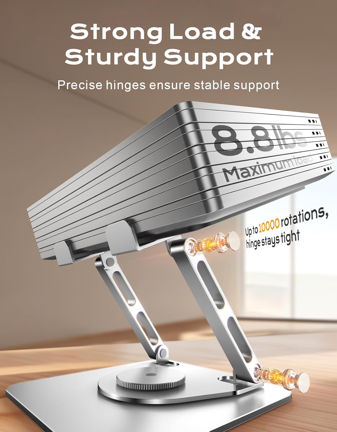 RIWUCT 360° Rotatable Laptop Stand for Desk Adjustable Height, Ergonomic Laptop Riser Holder with Dual-bar Support, Portable Computer Notebook Stand for MacBook Air Pro(10-16"), Gifts for Men/Dad
