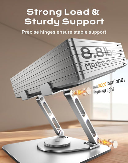 RIWUCT 360° Rotatable Laptop Stand for Desk Adjustable Height, Ergonomic Laptop Riser Holder with Dual-bar Support, Portable Computer Notebook Stand for MacBook Air Pro(10-16"), Gifts for Men/Dad