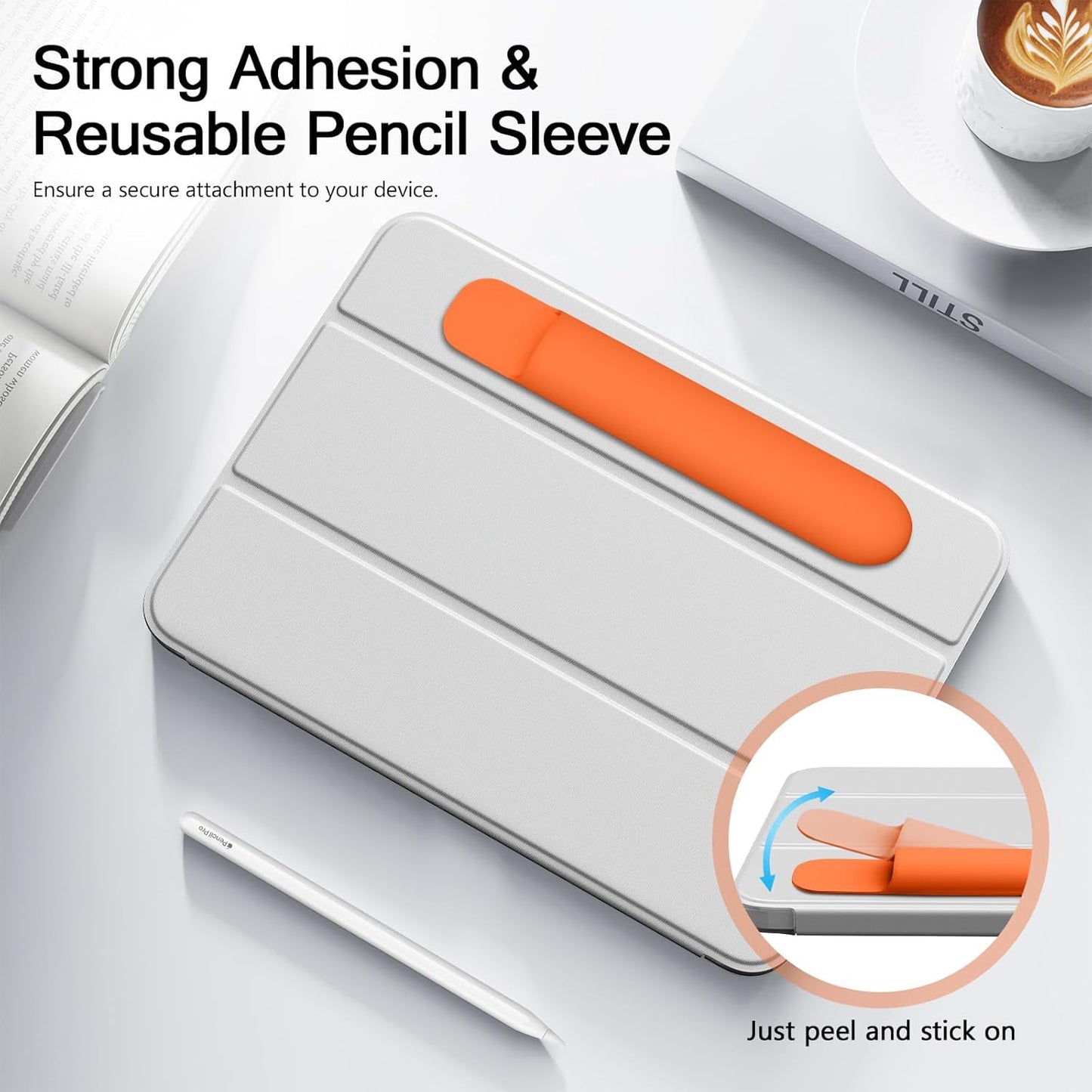 MoKo Pencil Case Holder, Adhesive Silicone Pencil Protected Sleeve Compatible with Apple Pencil Pro/ (USB-C)/ 1st/ 2nd Generation, Similarly Sized Styluses Accessories, Black