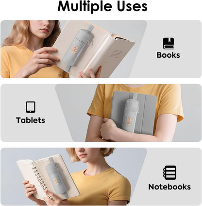 MoKo Pen Holder for Notebook, Pencil Pouch with Adjustable Elastic Band, Slim Portable Zipper Pen Pouch Holder for Planners, Journals, Book, Pink