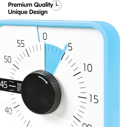 Visual Timer 7.5 inch; 60 Minute 1 Hour Countdown Timer for Kids Classroom Teaching Tool Home Office Meeting, Mechanical Countdown Clock for Exam Time Management Magnetic, Sky Blue with Colorful Disc