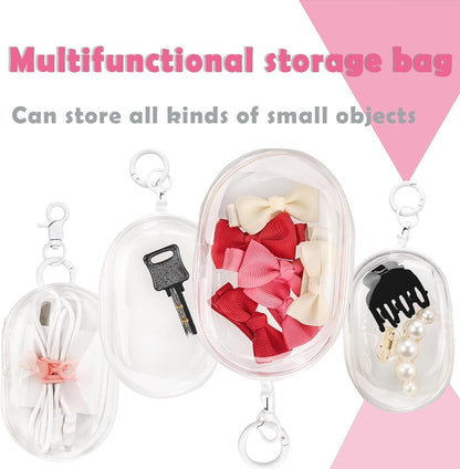 Linsaner 1|2|4 Pack Available Storage Bag for Organizing Data Cables, Earphone, Chargers, Keys, Change, Blind Box Doll Transparent Display Bag, Tech Pouch (Black, 1 Pack)
