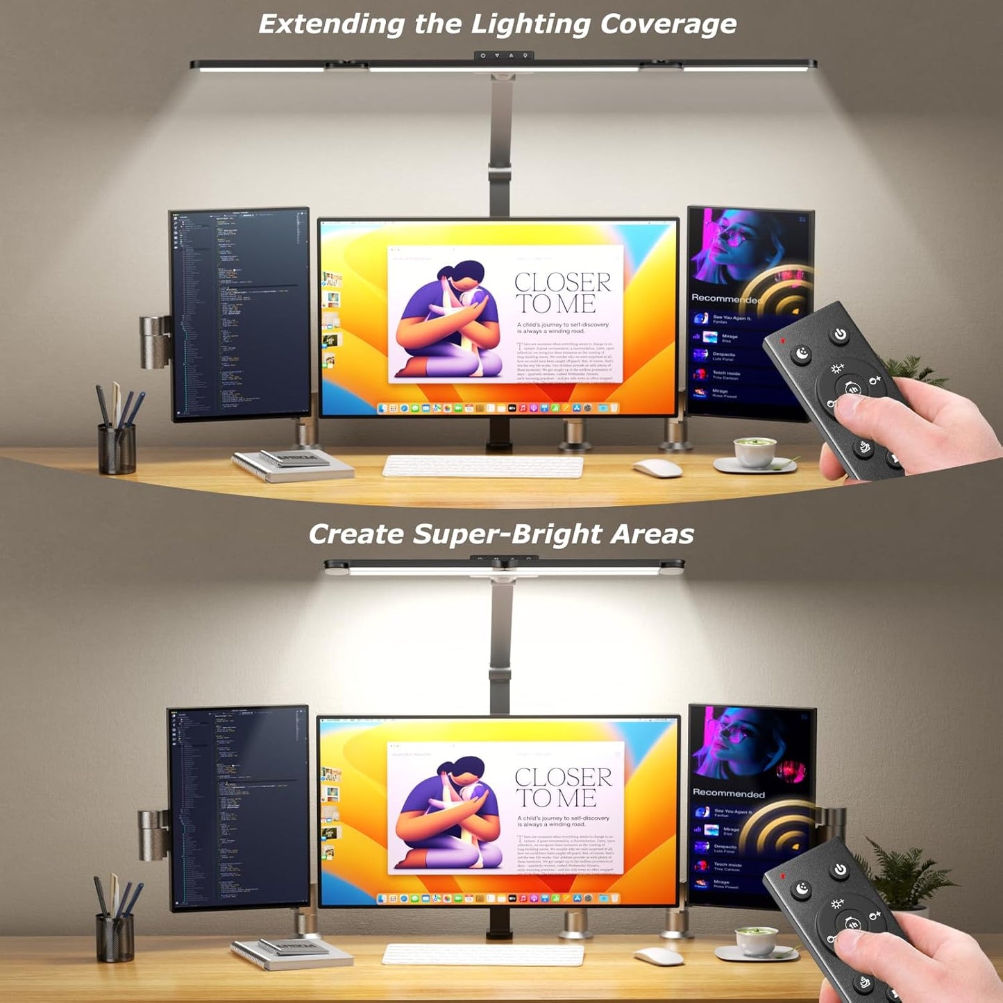 Airlonv LED Desk Lamp for Office Home, Eye-Caring Desk Light with Stepless Dimming Adjustable Flexible Gooseneck, 10W USB Adapter Desk Lamp with Clamp for Reading, Study, Workbench (Black)