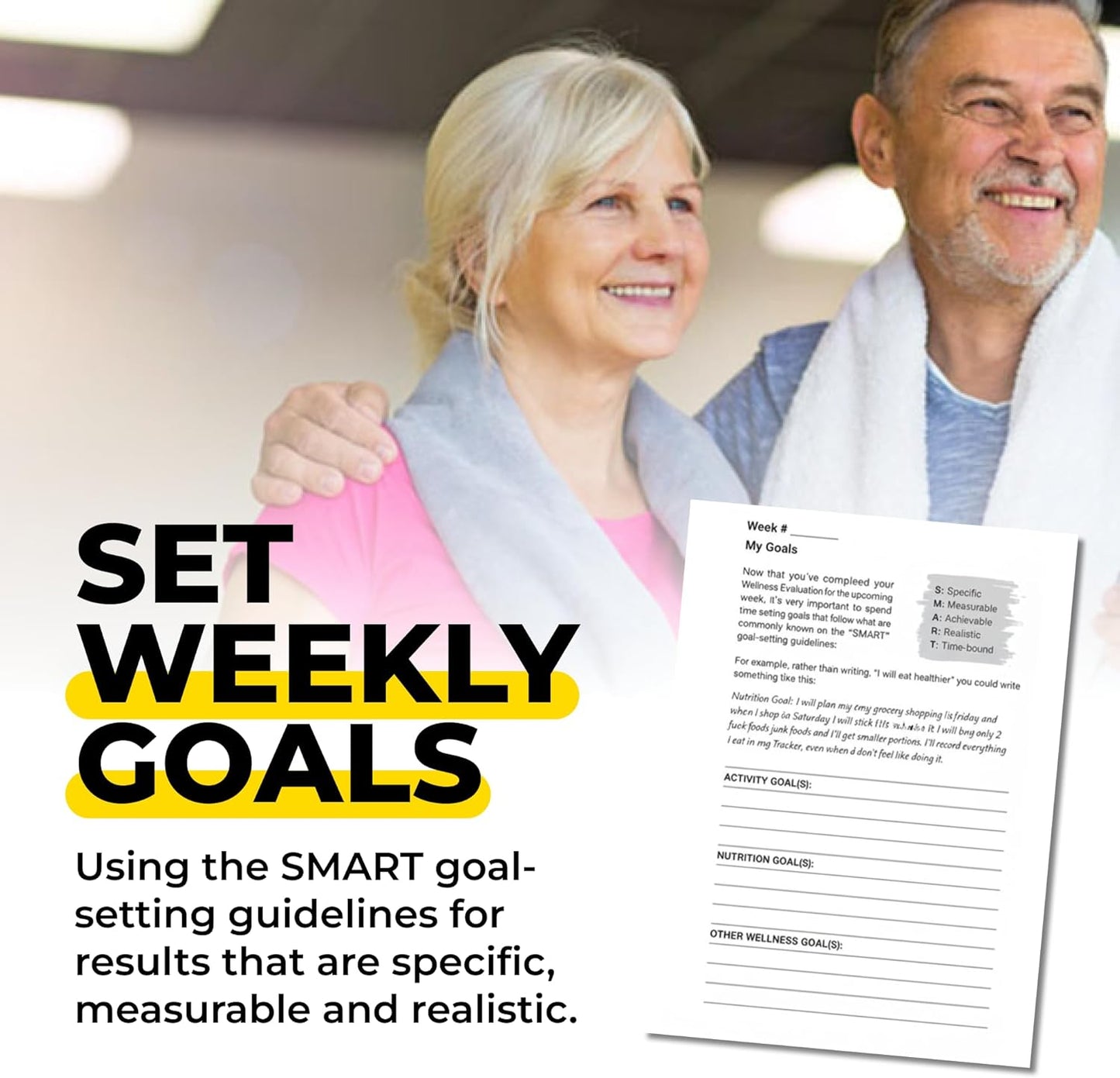 Wellness Tracker Daily Habit Tracker. Set Goals for All Physical Activity and Nutritional Habits in Spiral Bound, 10-Week Journal. Ideal for Women and Men 50-80+.