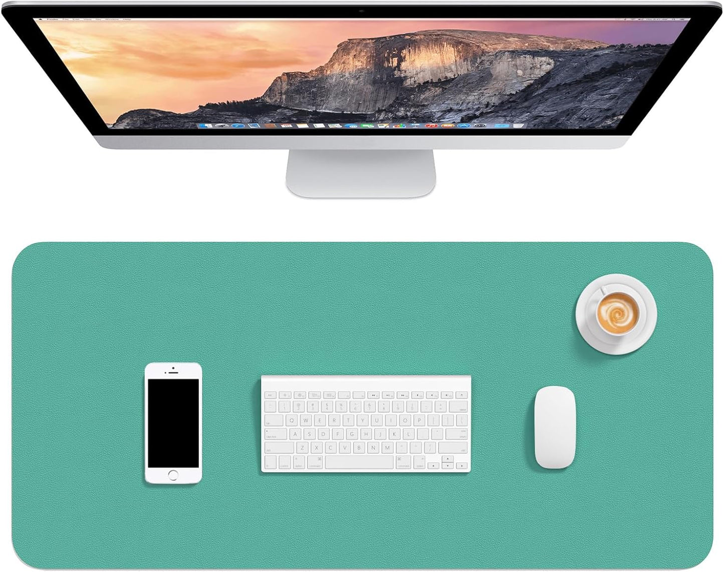 Hsurbtra Desk Pad, 23.6" x 13.8" PU Leather Desk Mat, M Extended Mouse Pad, Waterproof Desktop Blotter Protector, Non-Slip Ultra Thin Small Laptop Keyboard Writing Mat for Office Home, Pink