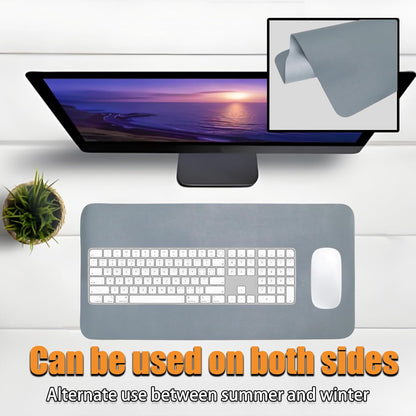 Double-Sided Keyboard Mouse Pad, 31.5"x15.7" PU Leather and Cork Desk Mat Large Overlocked-Edge Desk Pad with Matching Thread, Black