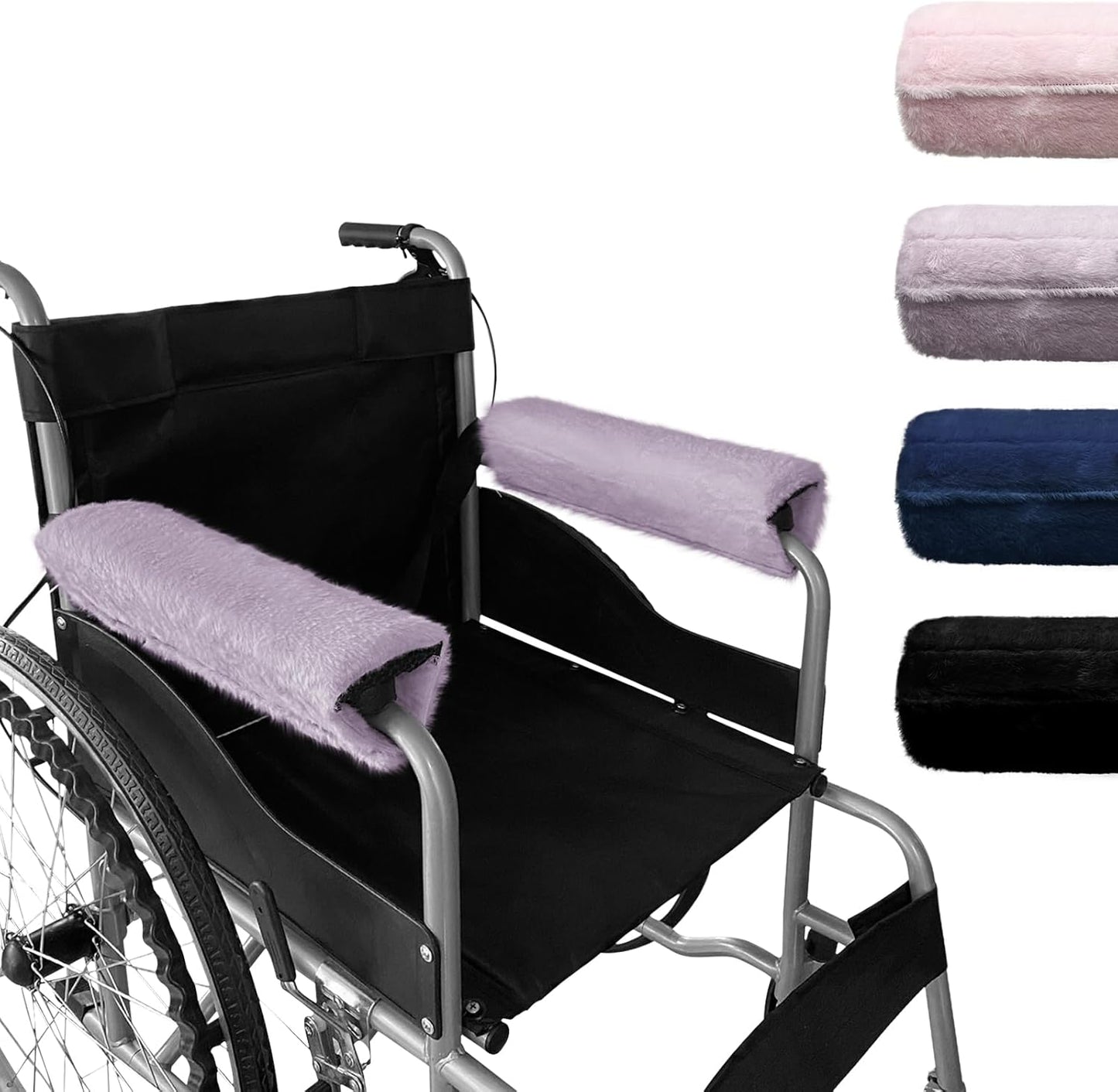 SPRING SEAON Wheelchair Armrest Covers 2 Pack Soft Memory Foam Wheelchair armrest Pads Wicking Washable for Office Transport Chair (Black)