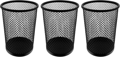 Desk Pencil Pen Holder, Wire Mesh Pen Cup Holder for Desk Organizer and Office Desk Accessories (3 Pack)