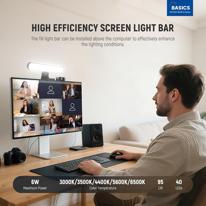 NEEWER Basics 12W Dual Monitor Light Bar with Stands, LED Lamp for Home Office Video Conference Lighting Desk Computer Laptop Webcam Zoom Streaming, Bi Color, Remote/Touch Control Dimmable, L10