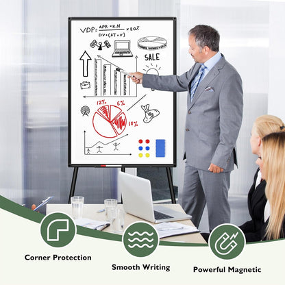 Magnetic Whiteboard Easel Stand, Dry Erase 36 x 24 White Board with Height Adjustable Tripod Stand, 3' x 2' Flipchart Easel Stand Presentation Board, 6 Magnets, 1 Eraser, 2 Pens