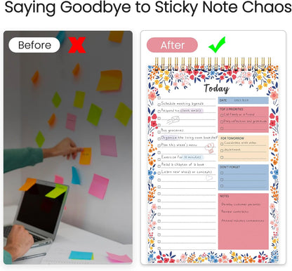 To Do List Notepad - To Do List Notebook for Work with 52 Sheets, Undated Daily Planner Perfect for Enhanced Productivity and Goal Achievement - Green