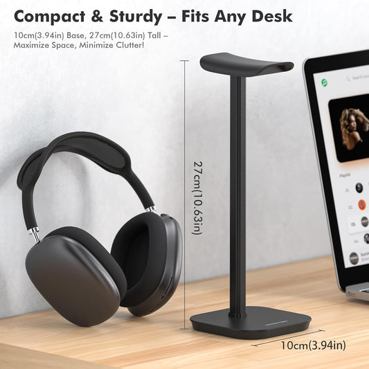 Headphone Stand, Desktop Headset Holder Heavy Base Desk Earphone Stand Aluminum Gaming Headset Hanger Rack Compatible with AirPods Max, AirPods Pro, Sony, Beats, Bose, Razer (White)