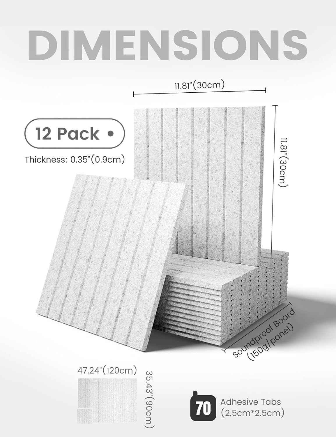 Fluxynara Large Felt Bulletin Board 48" x 36" Cork Board Alternative-12 Pack with 70 Safe Removable Adhesive Tabs, Cork Boards for Walls Cork Board for Home Office Classroom Pin Board (Oatmeal)
