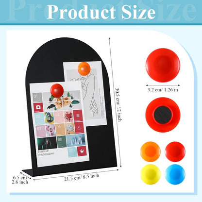 Shimeyao 2 Pcs Pink Magnetic Bulletin Board for Tabletops with 8 Magnets 10x7 Inch Memo Display Easel Stand for Home Office School Kitchen Table Supplies (Arched)
