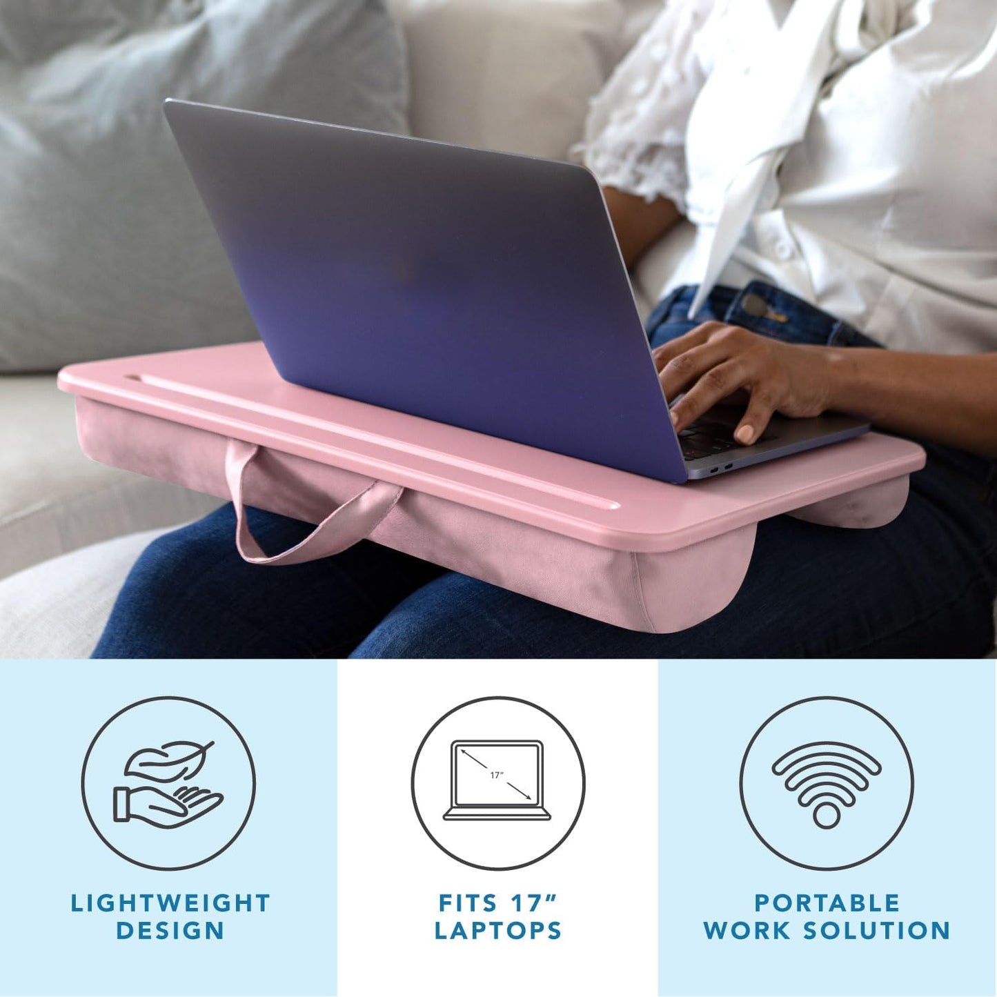 LAPGEAR Compact Lap Desk – Fits Up to 14″ Laptops – Charcoal – Style No. 43105