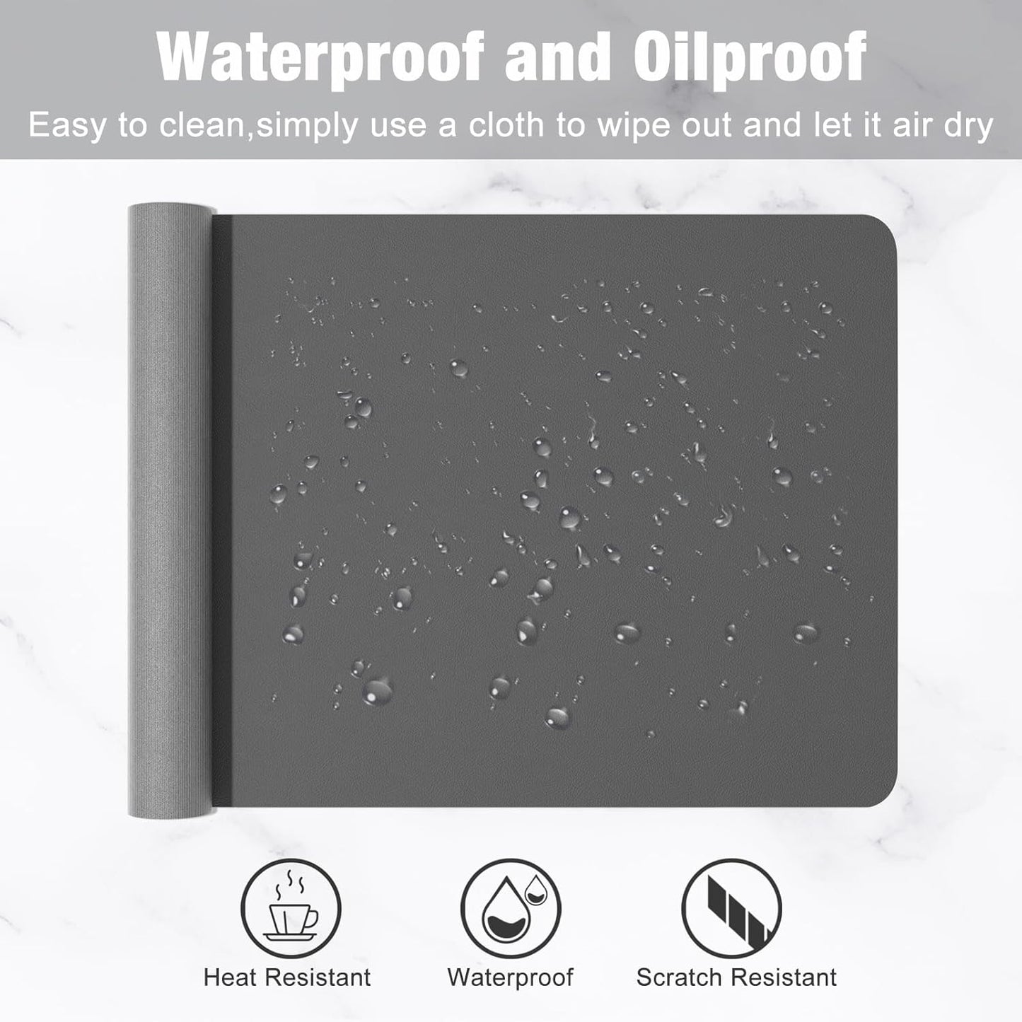 Hsurbtra Desk Pad, 23.6" x 13.8" PU Leather Desk Mat, M Extended Mouse Pad, Waterproof Desktop Blotter Protector, Non-Slip Ultra Thin Small Laptop Keyboard Writing Mat for Office Home, Pink