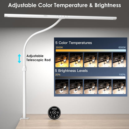EYOCEAN Desk Lamp, 31.5" Desk Light for Home Office, Brightest 24W, Gesture Sensor & Remote Control, Dimmable & Color Temperature, Monitor Light Bar with Telescopic Rod, Height Adjustable