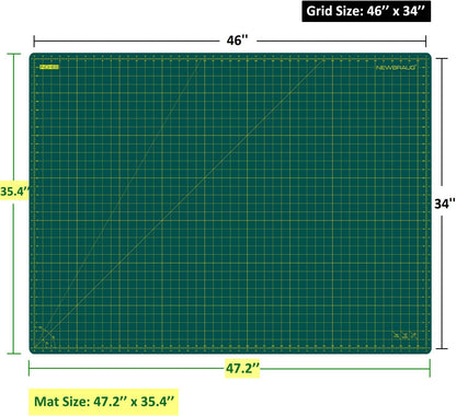 NEWBRAUG 18'' × 24'' Perfect Self Healing Cutting Mat, Non-Slip Gridded Rotary Cutting Board, Necessary for Quilting, Sewing, Craft, Fabric & Scrapbooking(Green/Black)…
