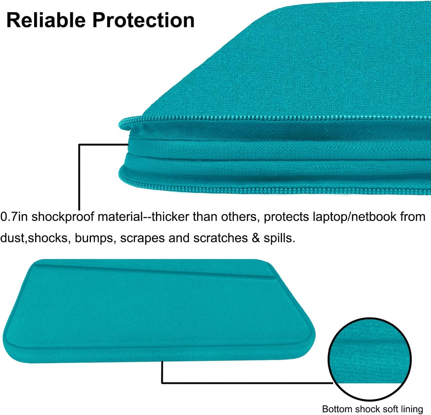Laptop Sleeve 15.6 inch, Durable Computer Carrying Bag Protective Case Briefcase Handbag with Front Pocket, Slim Laptop Cover for 15-16 Inch HP, Dell, Lenovo, Asus, Notebook, Black