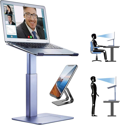 Laptop Stand for Desk, Ergonomic Sitting and Standing Laptop Riser for Notebook MacBook 11-17 Inches，DJ Laptop Stand Adjustable Height from 7-15 Inches Aluminum(Black)