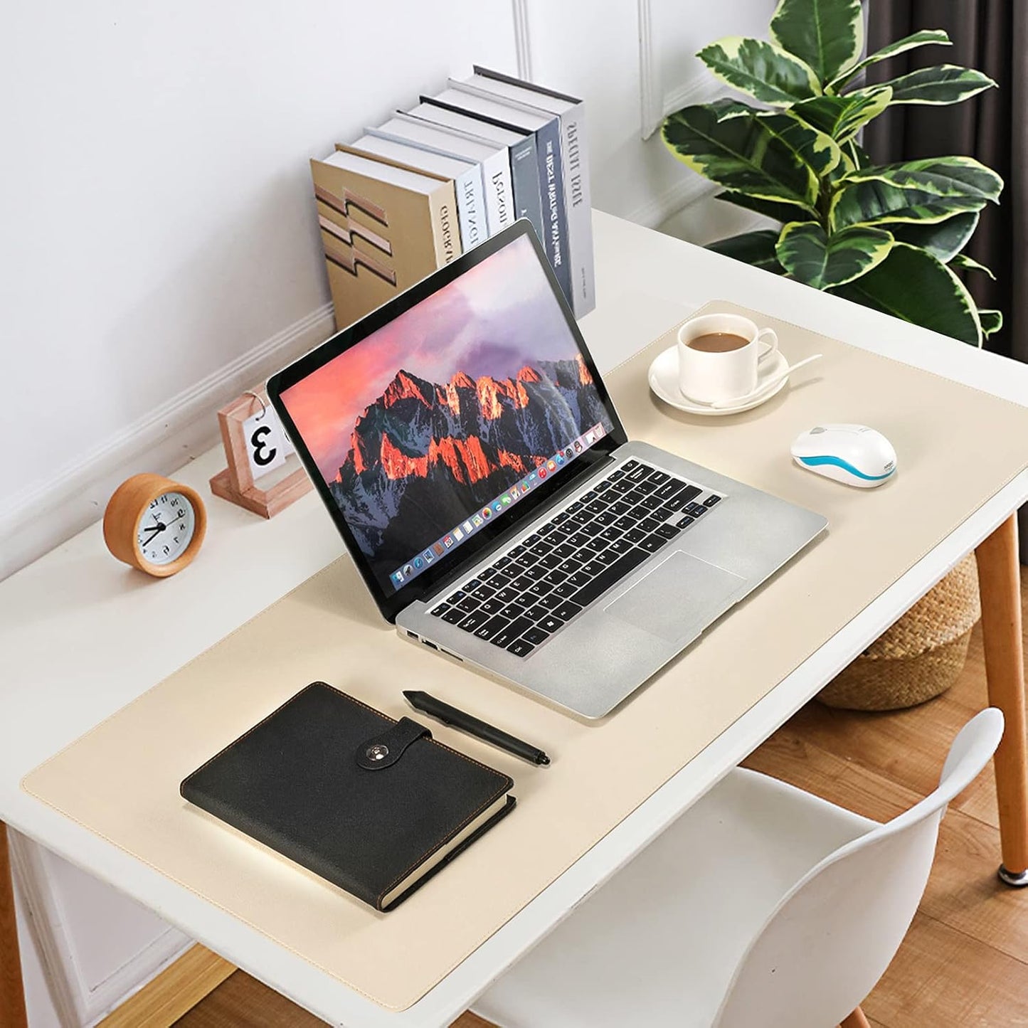 Leather Desk Pad,Wolaile 36x17 inch Large Mouse Pad,Waterproof Non-Slip Writing Desk Blotter,Computer Mat Desktop Protector for Office Home,Black