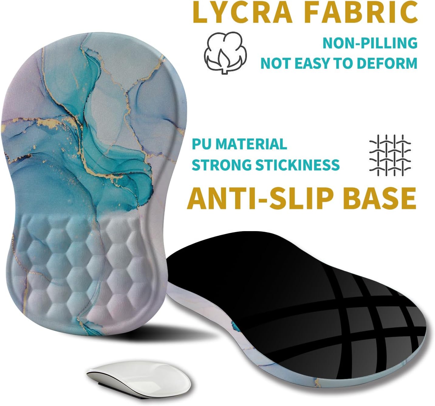 Hokafenle Ergonomic Mouse Pad Wrist Support, Wrist Rest Mousepad for Carpal Tunnel Pain Relief with Integrated Memory Foam Slope Massage Bulge (11.8x7.9 inch,Topographic Contour)