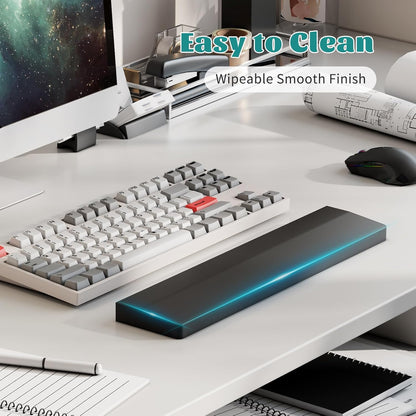 Wooden Wrist Rest, 11.8-inch Length and 22mm Thickness for Small Keyboard, Bamboo Wood Palm Rest, Ergonomic Design for Mechanical Gaming Keyboard