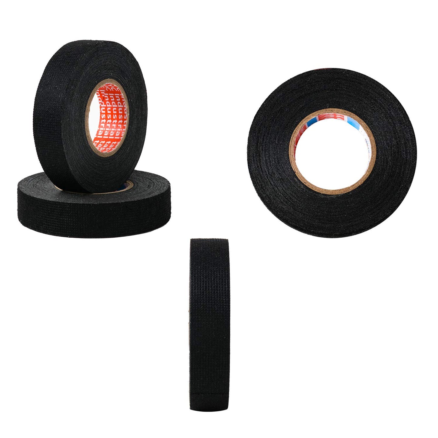HSTECH 2 Rolls Wire Loom Harness Tape, Speaker Wiring Harness Cloth Tape, Black Adhesive Fabric Tape, for Automobile Electrical Wire harnessing Noise Dampening Heat Proof （15mm X 15m）