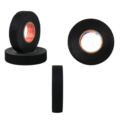 HSTECH 2 Rolls Wire Loom Harness Tape, Speaker Wiring Harness Cloth Tape, Black Adhesive Fabric Tape, for Automobile Electrical Wire harnessing Noise Dampening Heat Proof （15mm X 15m）