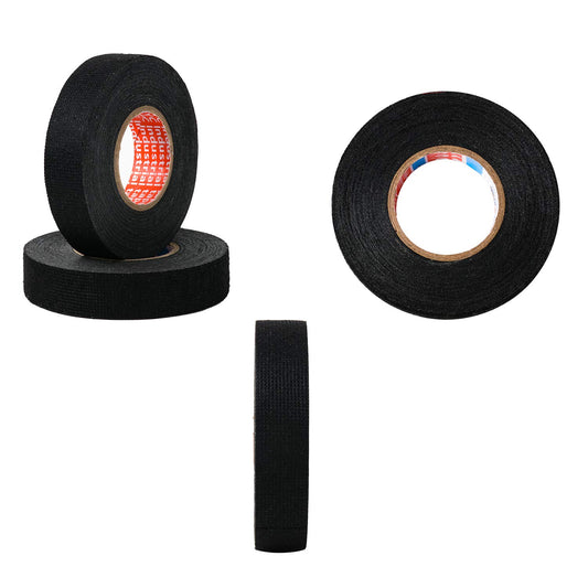 HSTECH 2 Rolls Wire Loom Harness Tape, Speaker Wiring Harness Cloth Tape, Black Adhesive Fabric Tape, for Automobile Electrical Wire harnessing Noise Dampening Heat Proof （15mm X 15m）
